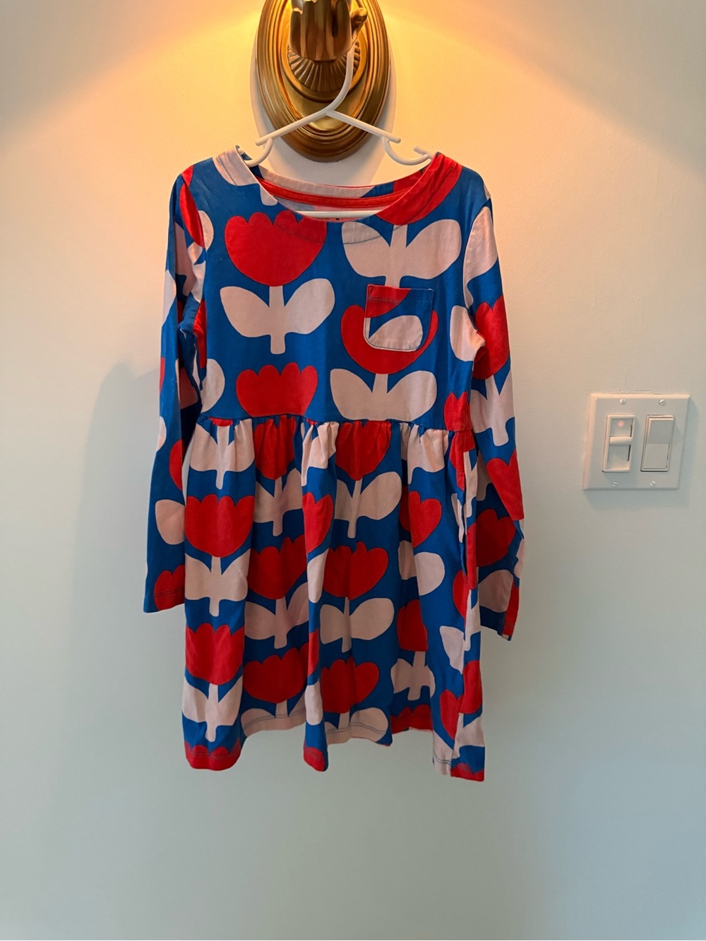 Boden Girls' Blue & Red Floral Long-Sleeve Dress